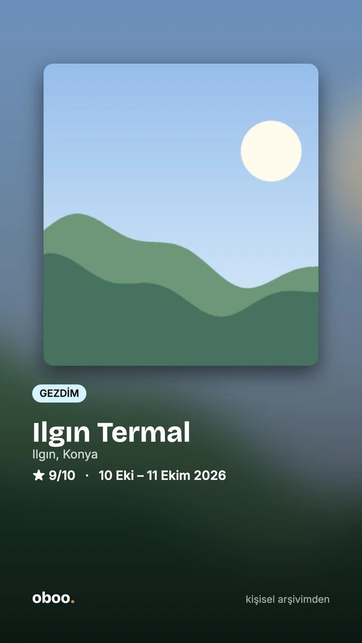 Gezilen bir yerin paylaşım kartı